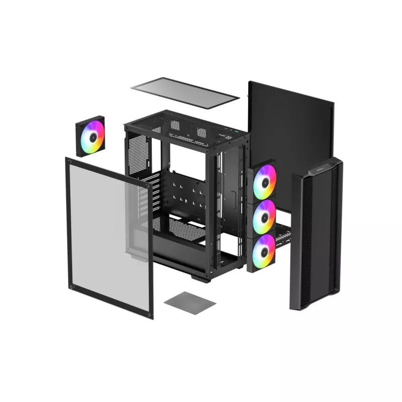 Case PC DeepCool CC560 ARGB V2 midi-tower nero — ATX/Micro-ATX/Mini-ITX, vetro temperato, aRGB, supporta GPU fino a 370 mm
