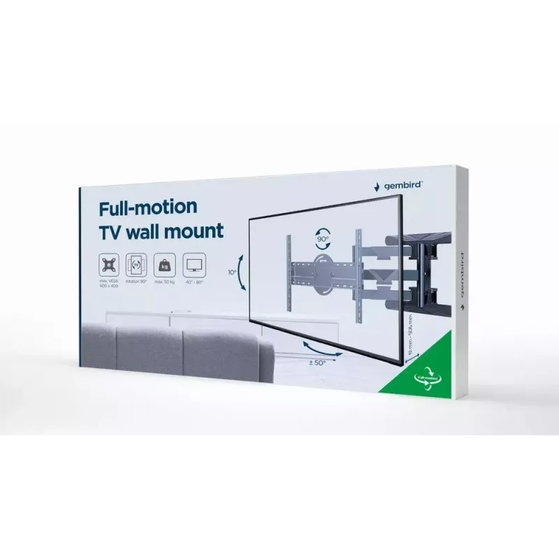 Supporto TV a parete GEMBIRD full motion rotante, 40–80 pollici