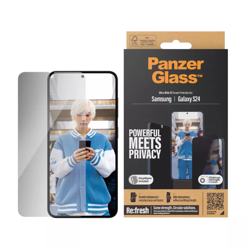 PanzerGlass ® Privacy Screen Protector Samsung Galaxy S24 | Ultra-Wide Fit con EasyAligner