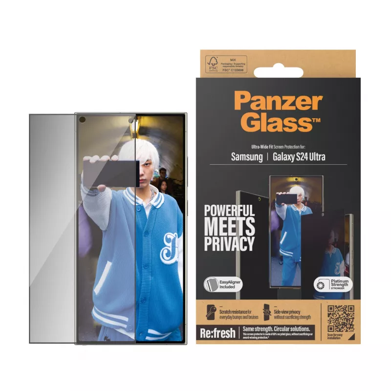 PanzerGlass ® Privacy Screen Protector Samsung Galaxy S24 Ultra | Ultra-Wide Fit con EasyAligner