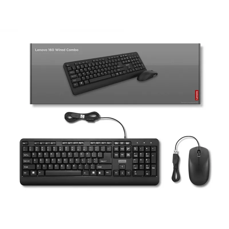 Lenovo 160 Tastiera mouse inclusi Home/Office USB US English nero