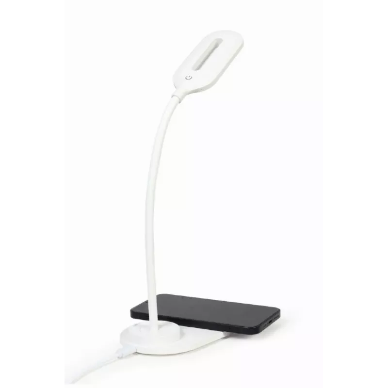 GEMBIRD Lampada da scrivania con caricabatterie wireless, bianco