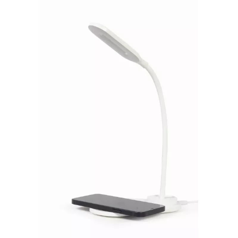 GEMBIRD Lampada da scrivania con caricabatterie wireless, bianco