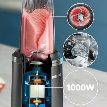 Frullatore da tavolo Philips serie 5000 HR2766/00 — 1000 W, contenitore 0,7 L, tritatutto 0,3 L, nero/acciaio inox