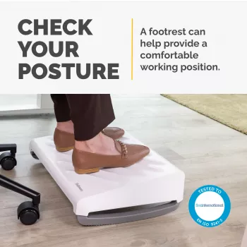 Poggiapiedi Fellowes sotto la scrivania - Breyta poggiapiedi ergonomico con superficie strutturata - sgabello per ufficio e casa - bianco
