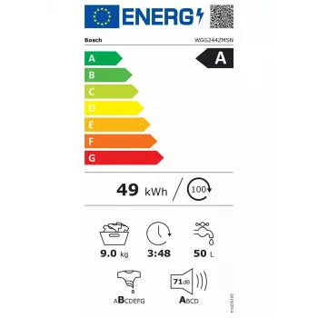 Lavatrice Bosch WGG244ZMSN, a carica frontale 9 kg, classe di efficienza energetica A