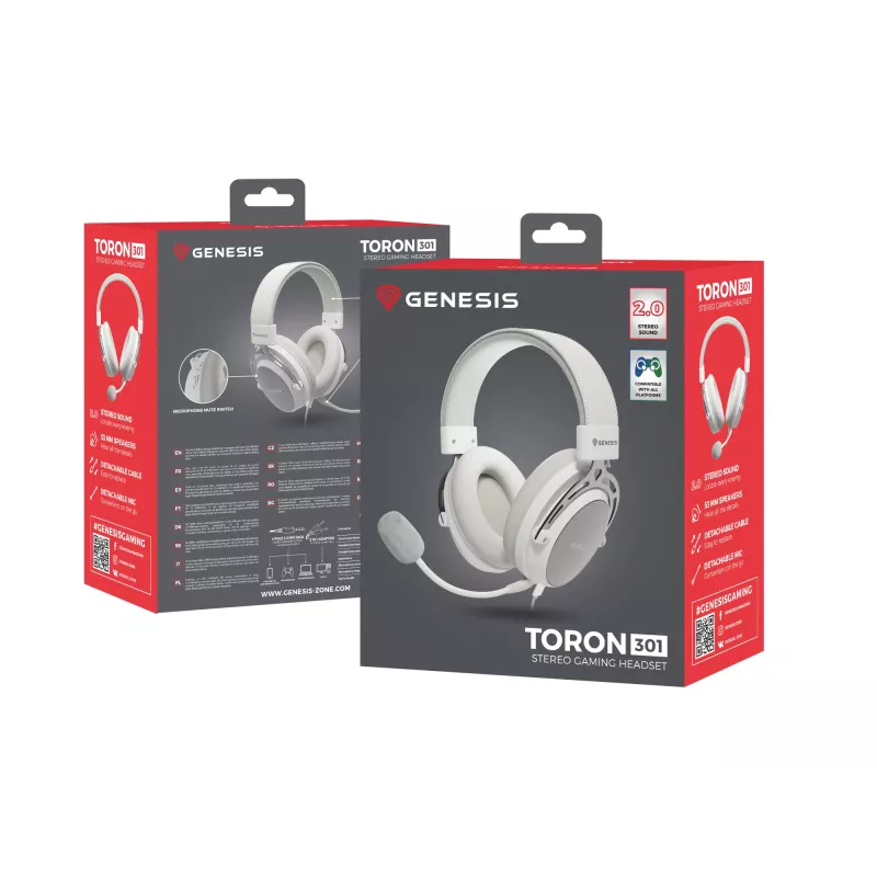 GENESIS Toron 301 headset cablato head-band gaming bianco