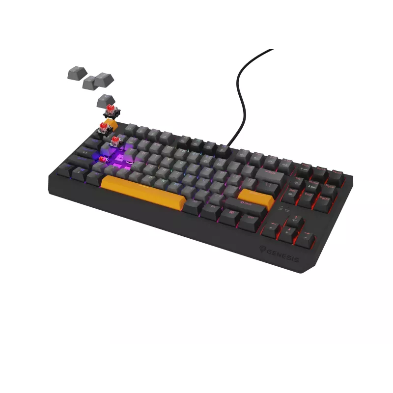 Genesis Thor 230 TKL tastiera gaming meccanica cablata, US, Anchor Gray Negative, Outemu Red