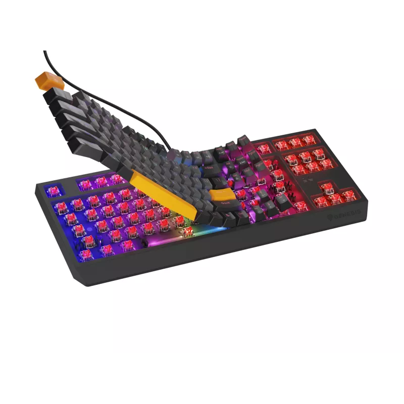 Genesis Thor 230 TKL tastiera gaming meccanica cablata, US, Anchor Gray Negative, Outemu Red