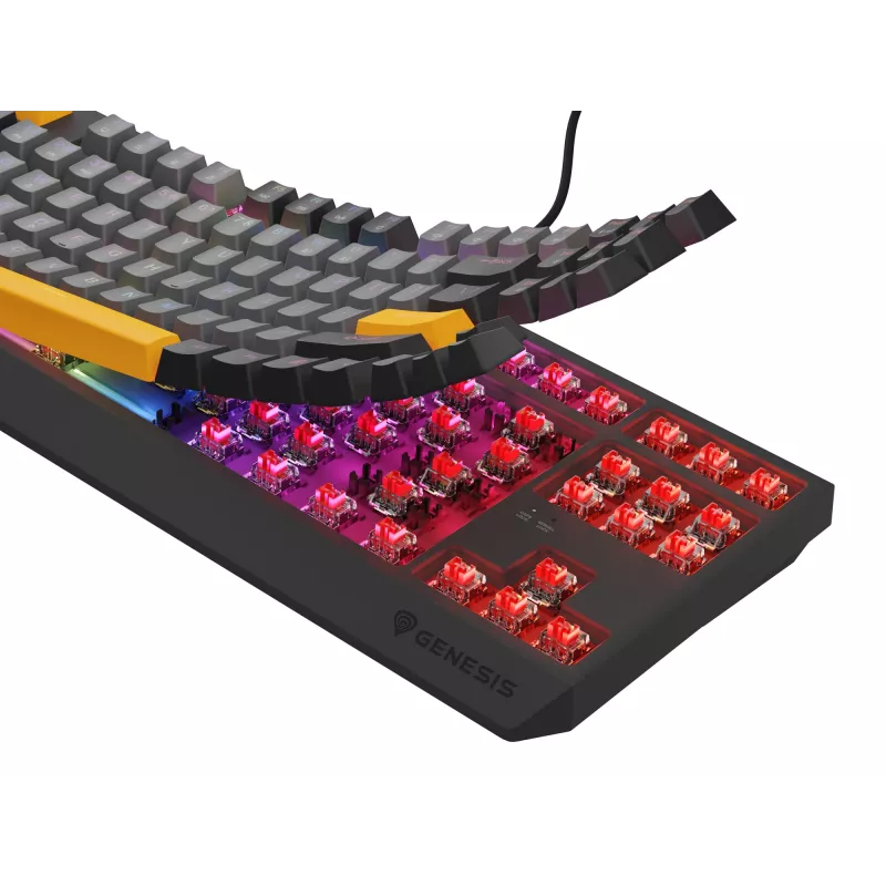 Genesis Thor 230 TKL tastiera gaming meccanica cablata, US, Anchor Gray Negative, Outemu Red