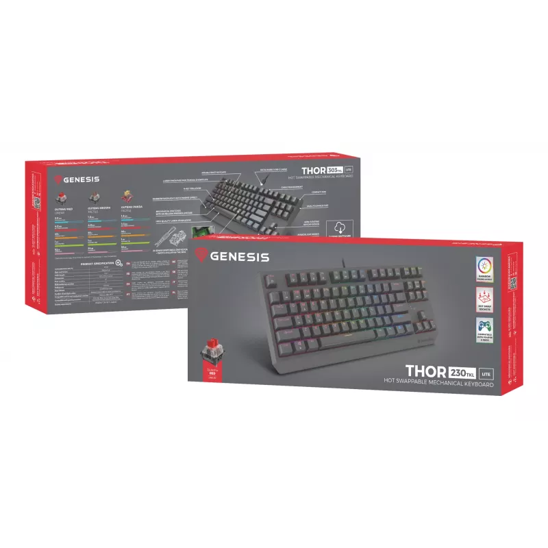 GENESIS Thor 230 TKL Lite tastiera gaming USB QWERTY inglese nero