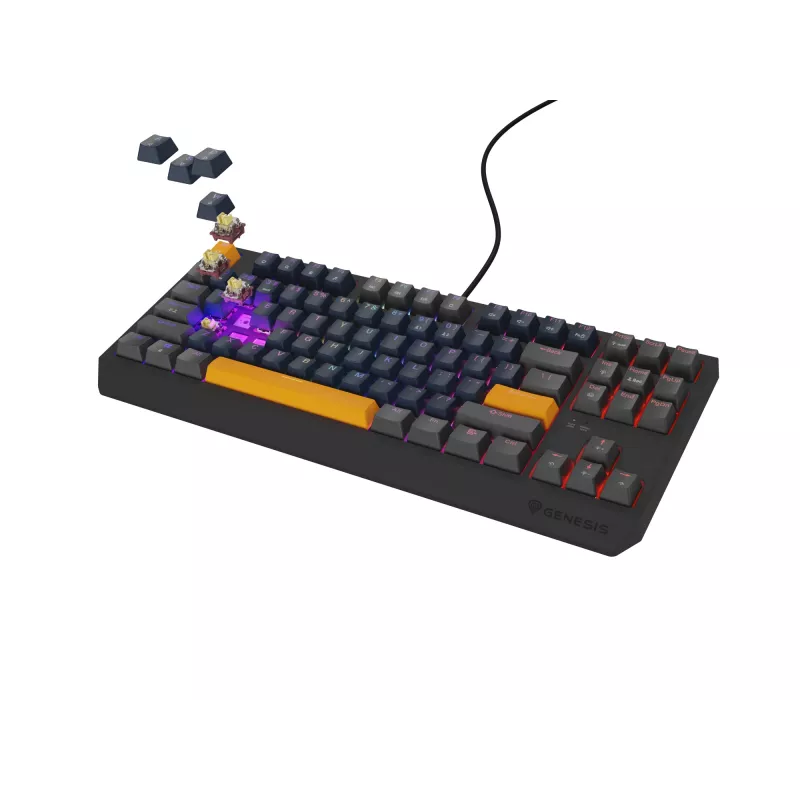 GENESIS THOR 230 TKL tastiera gaming USB + RF Wireless + Bluetooth QWERTY nero, blu, grigio, arancione