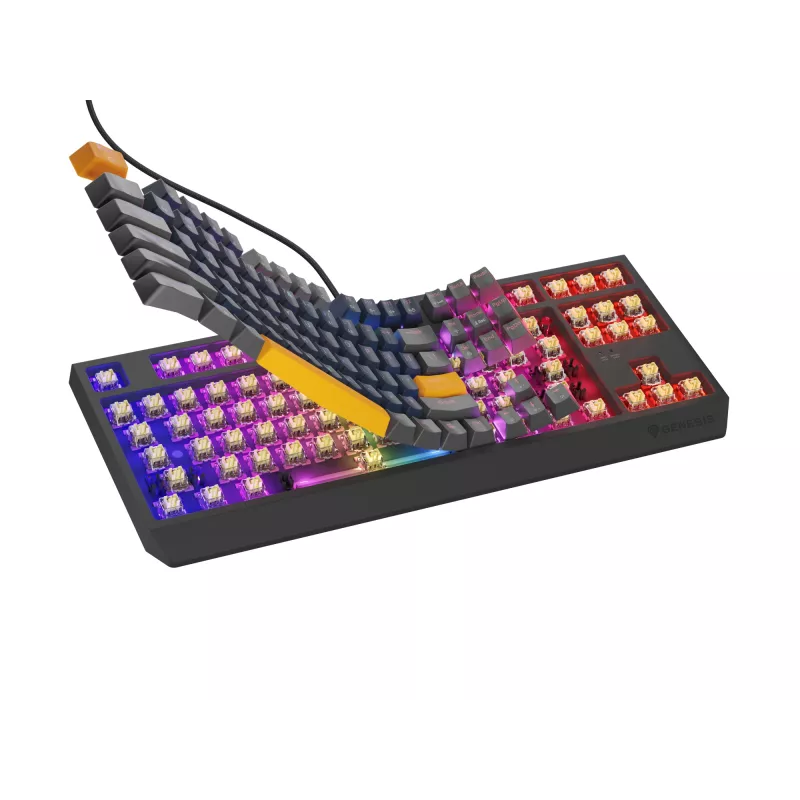 GENESIS THOR 230 TKL tastiera gaming USB + RF Wireless + Bluetooth QWERTY nero, blu, grigio, arancione