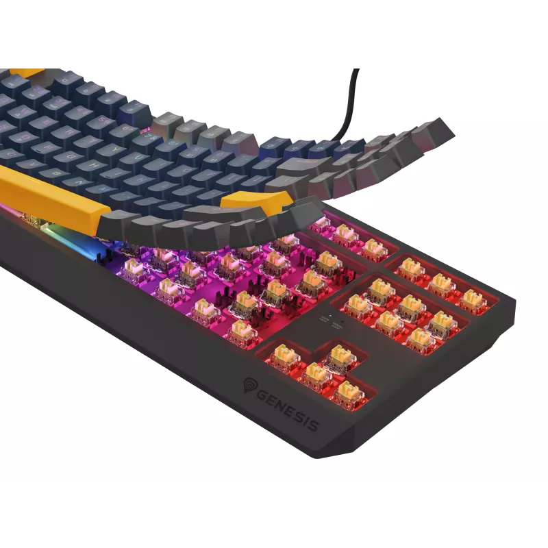 GENESIS THOR 230 TKL tastiera gaming USB + RF Wireless + Bluetooth QWERTY nero, blu, grigio, arancione