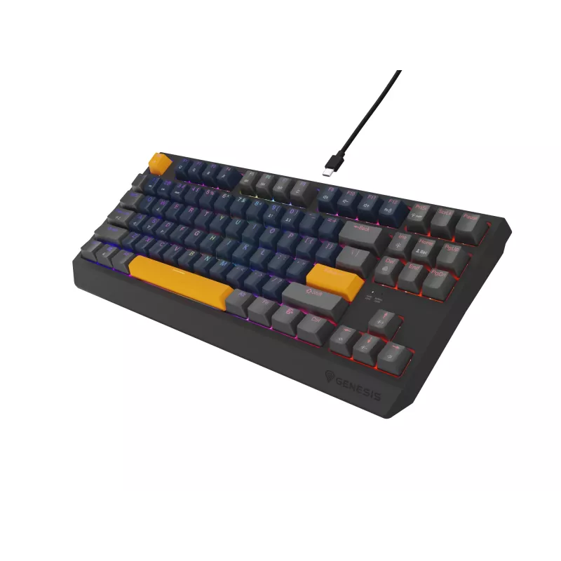 GENESIS THOR 230 TKL tastiera gaming USB + RF Wireless + Bluetooth QWERTY nero, blu, grigio, arancione