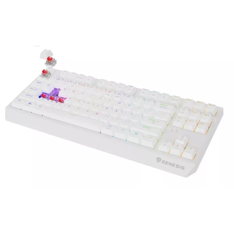 Tastiera gaming tenkeyless GENESIS Thor 230 TKL — USB, RF Wireless, Bluetooth, QWERTY, bianco