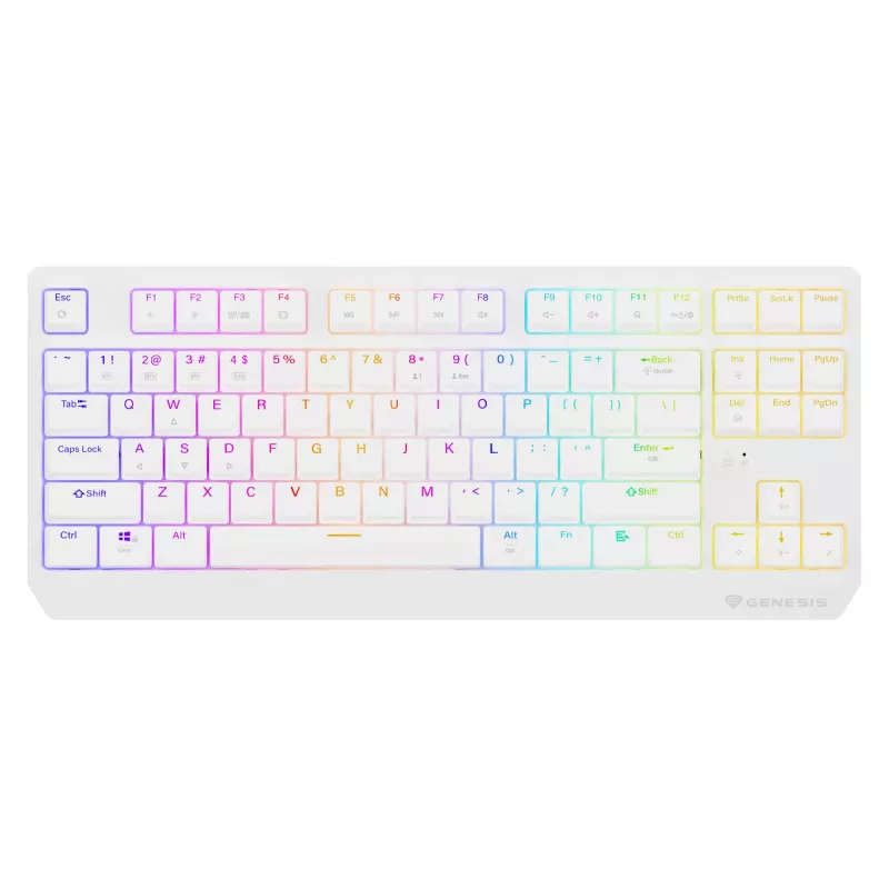 Tastiera gaming tenkeyless GENESIS Thor 230 TKL — USB, RF Wireless, Bluetooth, QWERTY, bianco