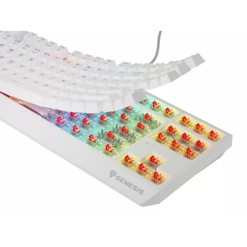 Tastiera gaming tenkeyless GENESIS Thor 230 TKL — USB, RF Wireless, Bluetooth, QWERTY, bianco