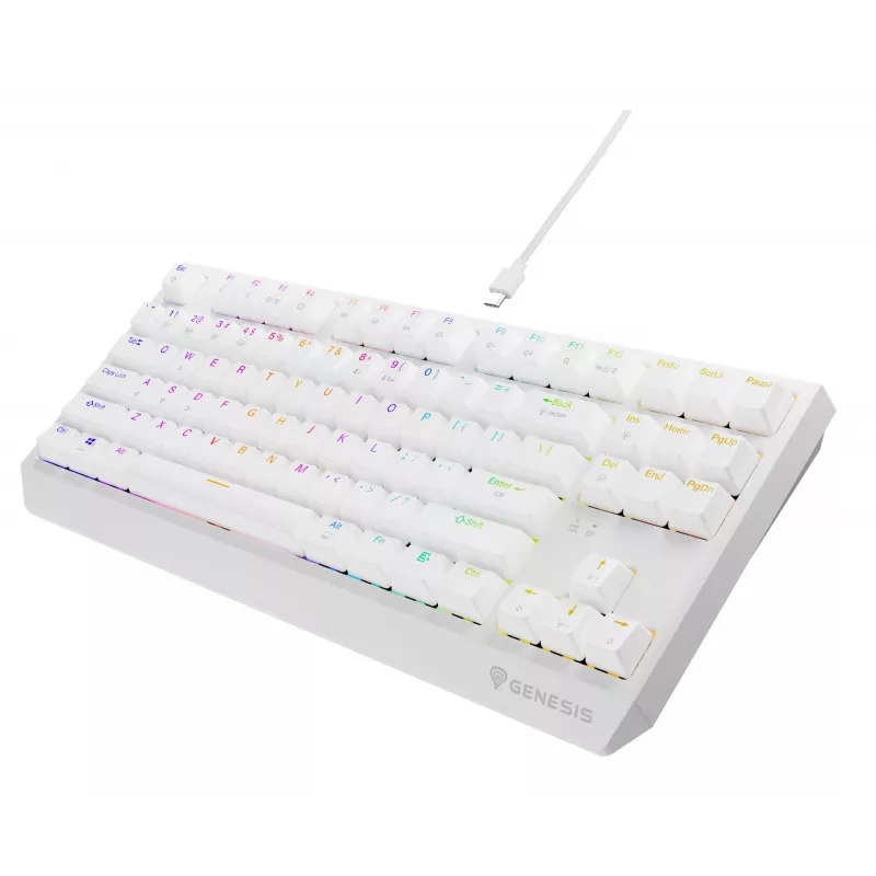 Tastiera gaming tenkeyless GENESIS Thor 230 TKL — USB, RF Wireless, Bluetooth, QWERTY, bianco
