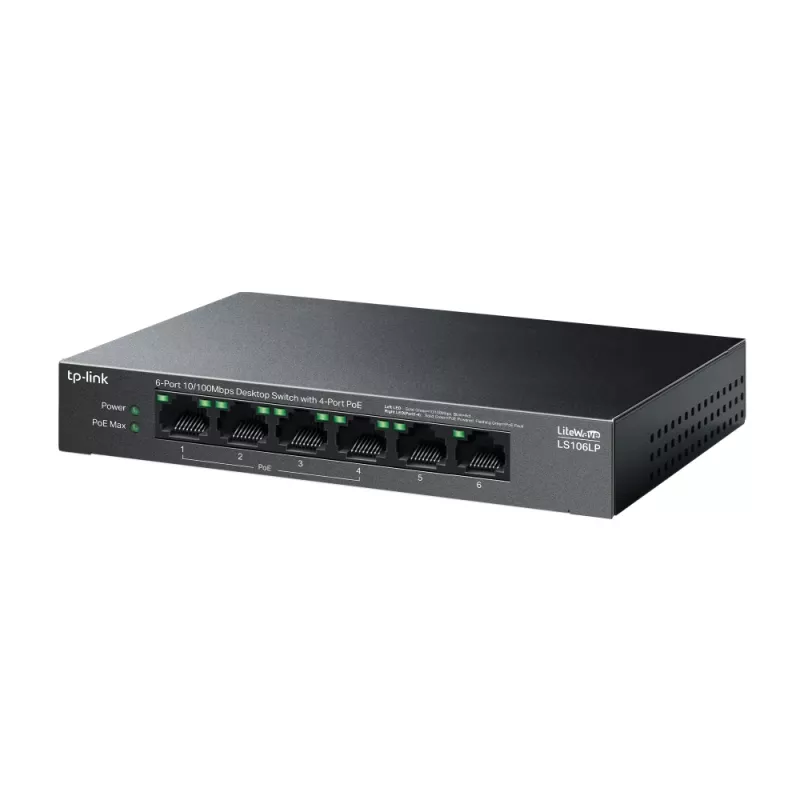 Switch di rete TP-Link LiteWave LS106LP unmanaged Fast Ethernet (10/100) Power over Ethernet (PoE) nero