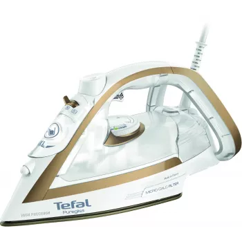Ferro da stiro a secco e a vapore Tefal Puregliss FV8042 con piastra Durilium AirGlide Autoclean, 3000 W, bronzo, bianco