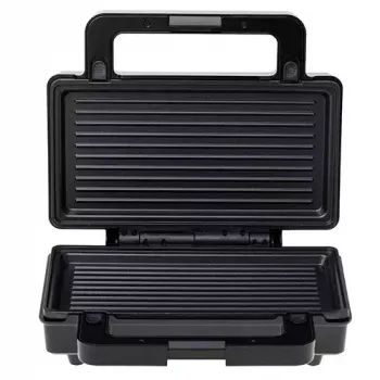 Sandwich maker Adler AD 3073 — 2 sandwich, 1400 W, argento/nero, piastre rimovibili, conservazione verticale