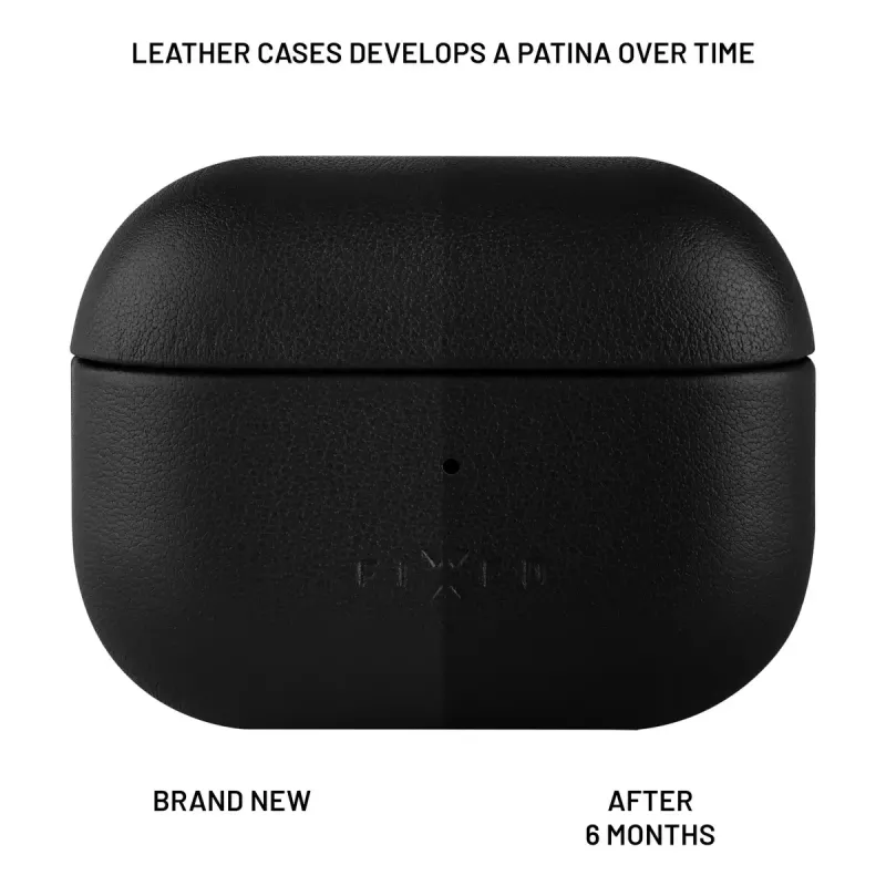 Custodia protettiva in pelle FIXED FIXLPM-999-BK per auricolari con supporto MagSafe, nera