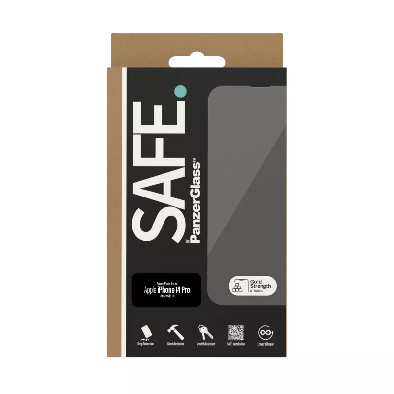 Pellicola protettiva per display PanzerGlass SAFE. by ® per Apple iPhone 14 Pro Ultra-Wide Fit, antigraffio e antiurto