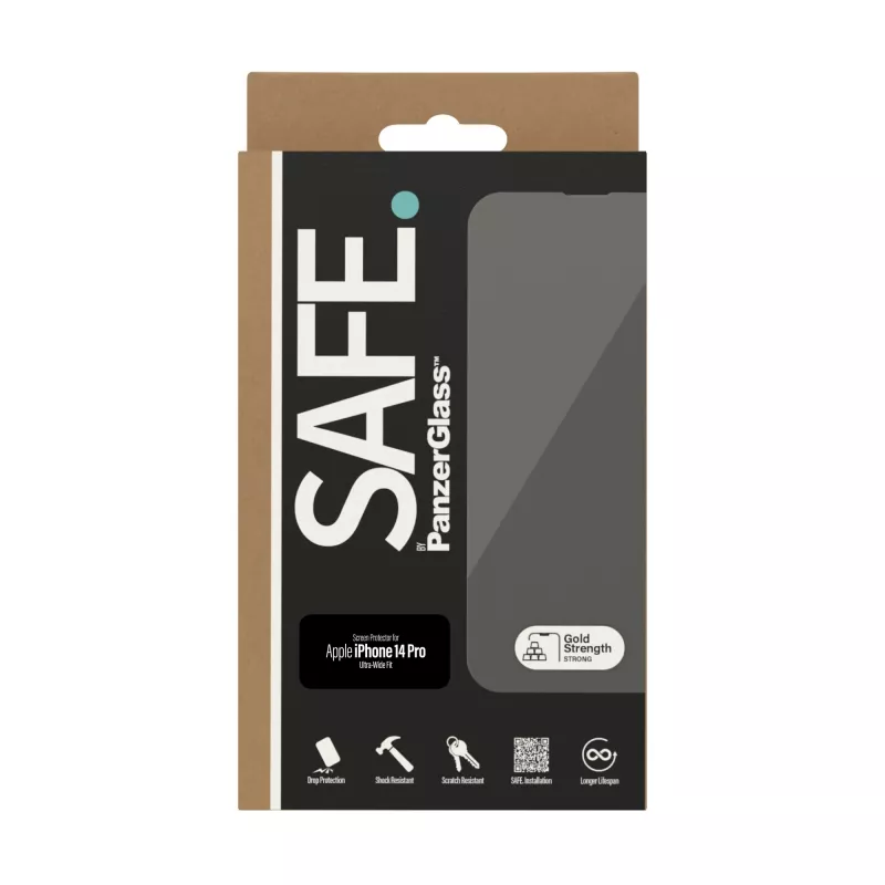 Pellicola protettiva per display PanzerGlass SAFE. by ® per Apple iPhone 14 Pro Ultra-Wide Fit, antigraffio e antiurto