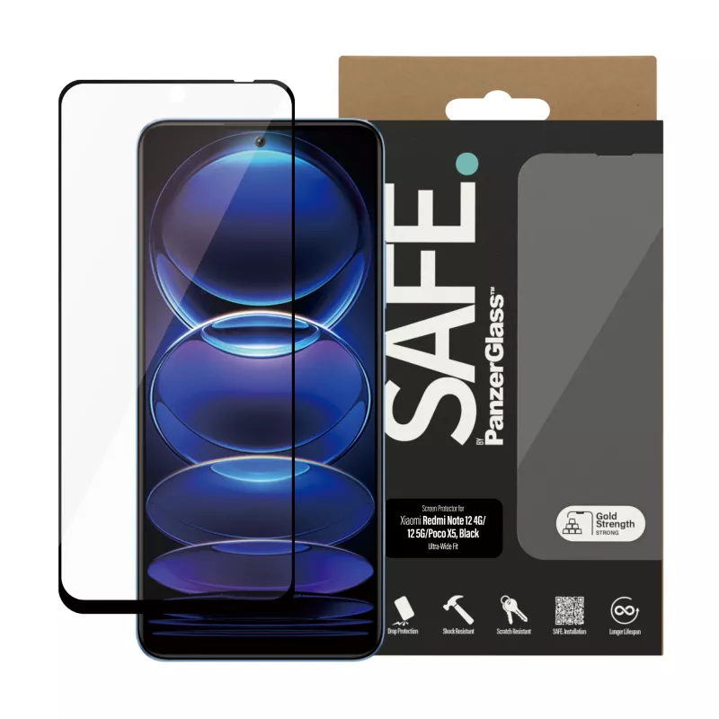 Pellicola protettiva per display PanzerGlass SAFE. by ® per Xiaomi Redmi Note 12 5G | 12 4G | Poco X5 | Ultra-Wide Fit