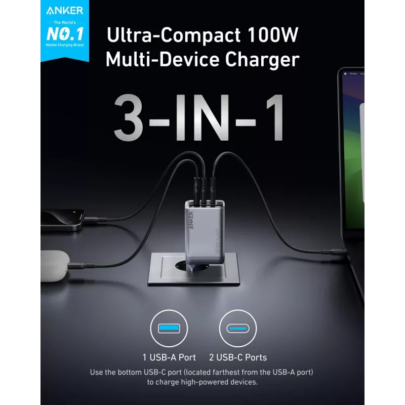Caricabatterie per dispositivi mobili Anker A2688341 universale nero AC interno 110–240 V 1 USB 2.0 2 USB-C