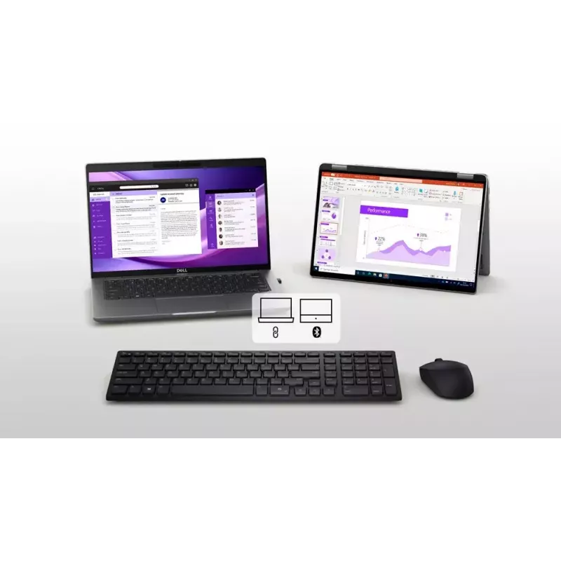 DELL KM555 tastiera silenziosa mouse incluso universale RF wireless + Bluetooth QWERTY US International nero