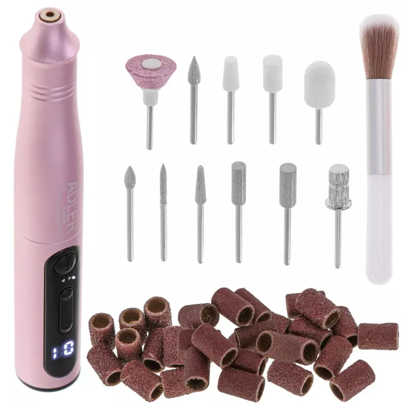 Set punte per manicure e pedicure Adler AD 2181 - 5 livelli di potenza, rosa