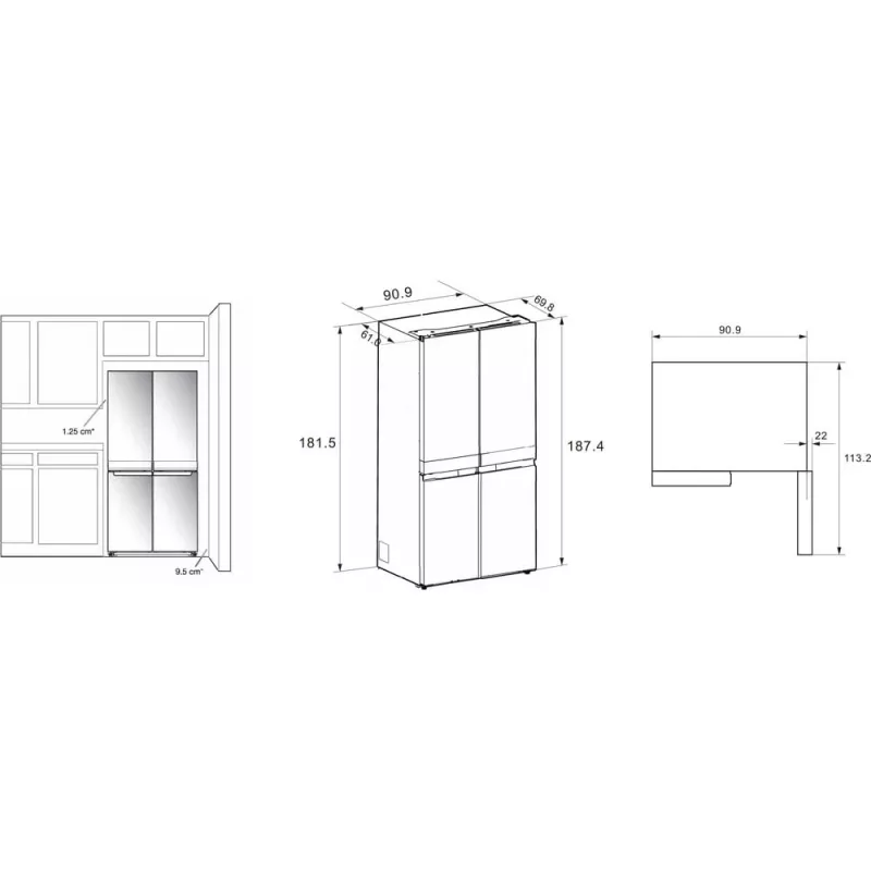 Frigorifero side-by-side Whirlpool WQ9I FO2BX EF a libera installazione 592 L nero