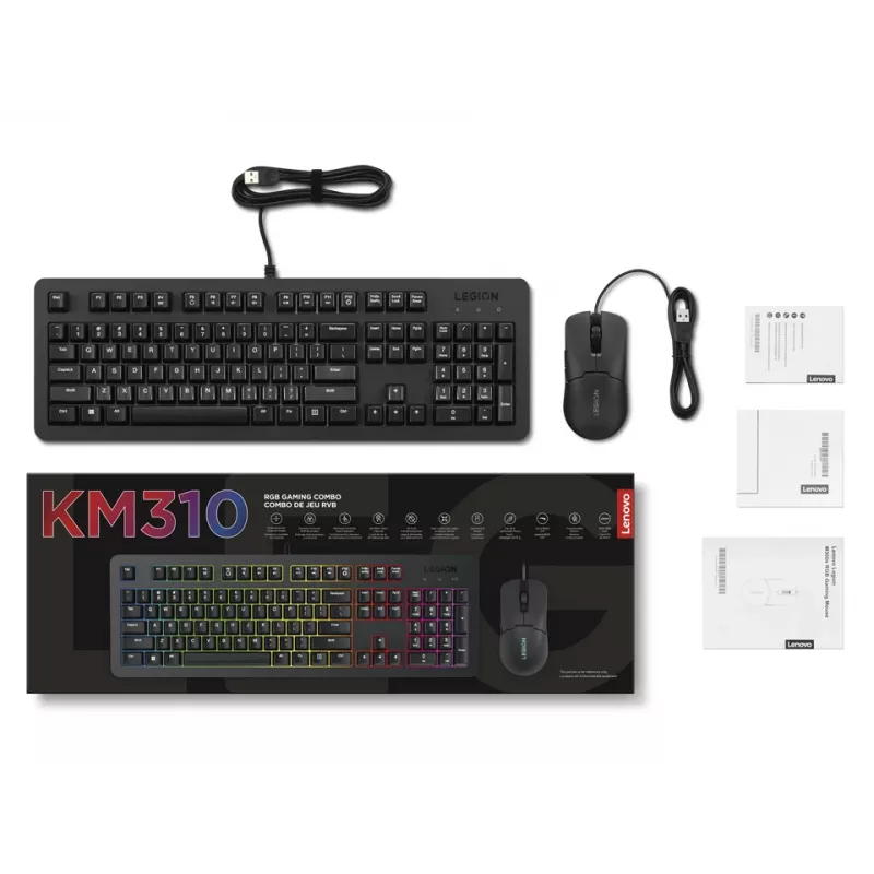 Tastiera e mouse Lenovo GX31N91913 inclusi gaming USB US inglese nero