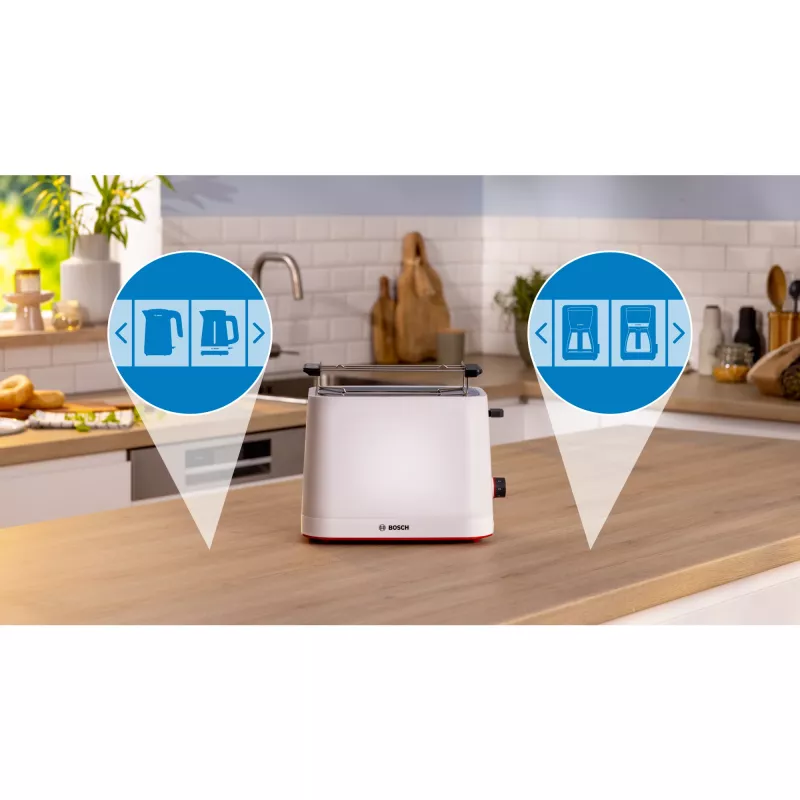 Bosch MyMoment TAT3M121 tostapane compatto, 2 fessure, 950 W, bianco