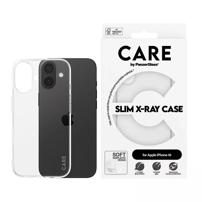 Custodia PanzerGlass CARE™ by ® X-Ray per iPhone 16, custodia, Apple, Apple - iPhone 16, trasparente