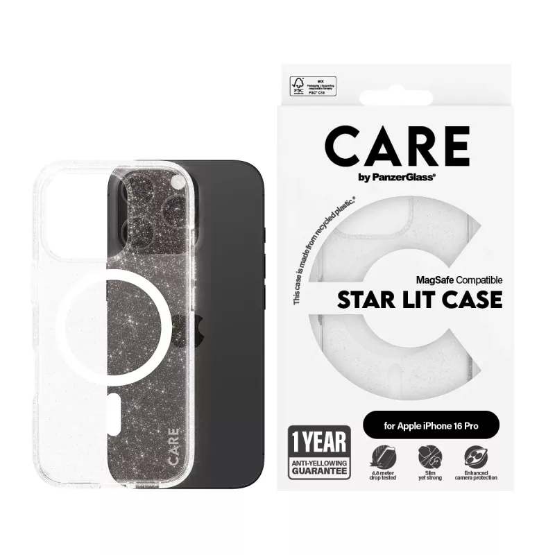 PanzerGlass CARE™ by ® Urban Combat Case Star Lit con MagSafe bianco iPhone 16 Pro
