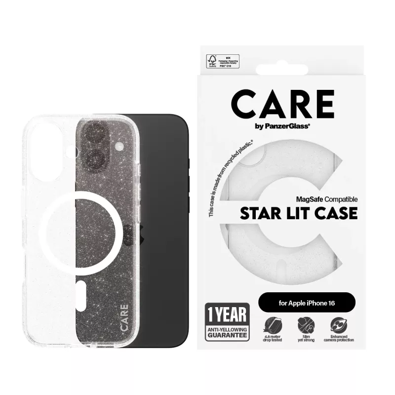 PanzerGlass CARE™ by ® Urban Combat Case Star Lit con MagSafe bianco iPhone 16