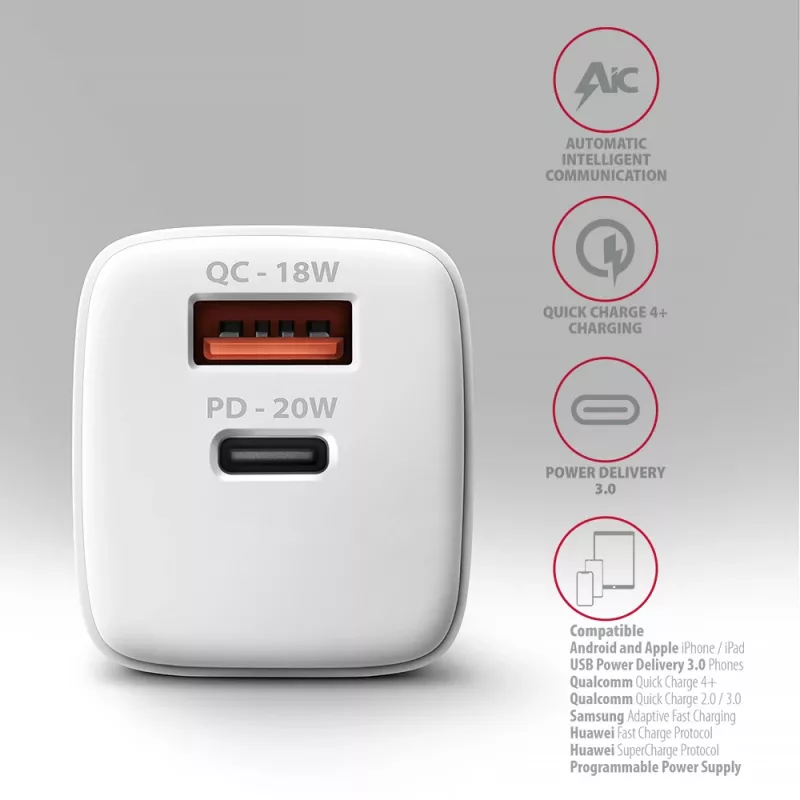 Caricabatterie per dispositivi mobili Axagon ACU-PQ20W universale bianco