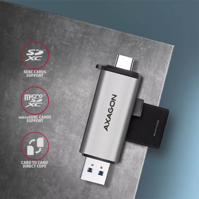 Lettore di schede Axagon CRE-SAC SuperSpeed USB-C+USB-A 5 Gbit/s