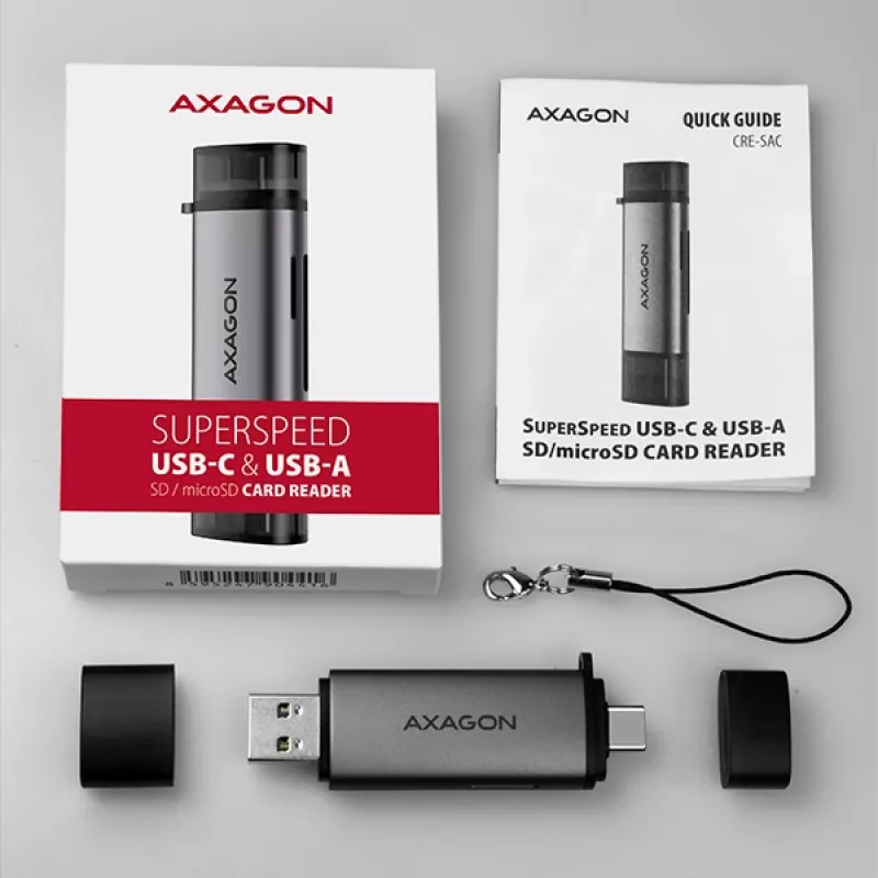 Lettore di schede Axagon CRE-SAC SuperSpeed USB-C+USB-A 5 Gbit/s