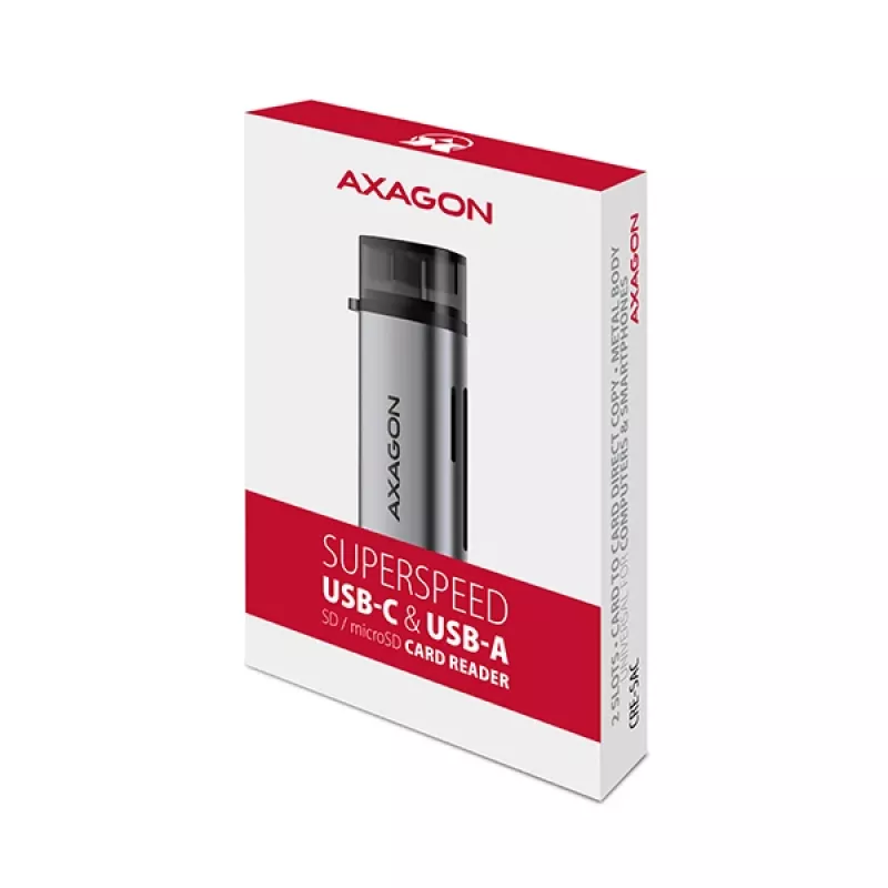 Lettore di schede Axagon CRE-SAC SuperSpeed USB-C+USB-A 5 Gbit/s