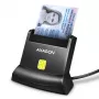 Lettore di smart card/ID contactless desktop universale Axagon con cavo USB-A lungo. Adatto per l'applicazione eObanka. Lettore di smart card indoor USB 2.0 nero