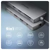 Axagon HMC-8HLSA, hub USB 5Gbps, 3x USB-A, HDMI 4K/60Hz, RJ-45, SD/microSD, audio, PD 100W