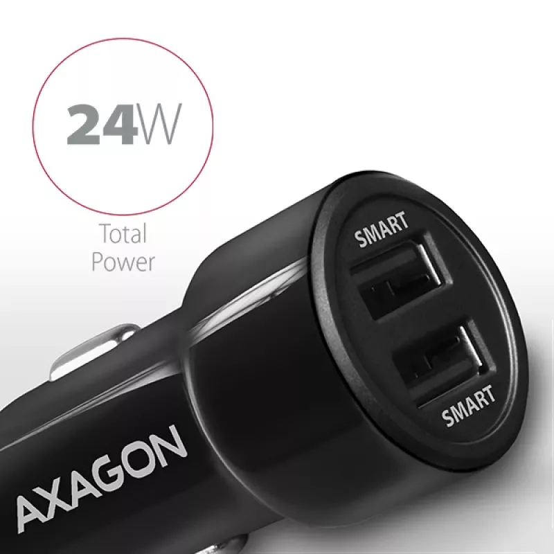 Axagon PWC-5V5 SMART caricabatterie auto 24W, 2x porta USB-A, 5V/2,4A + 5V/2,4A