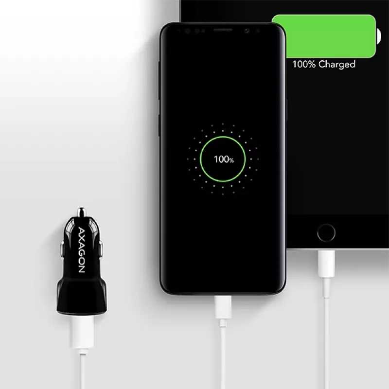 Axagon PWC-5V5 SMART caricabatterie auto 24W, 2x porta USB-A, 5V/2,4A + 5V/2,4A