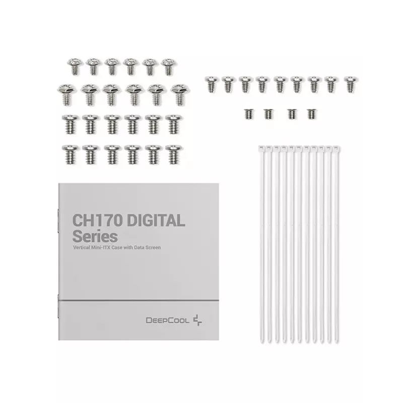 DeepCool CH170 Digital R-CH170-WHNPI0D-G-1 case per PC Mini-ITX Mini Tower senza alimentatore, 2x USB 3.0, USB-C, bianco