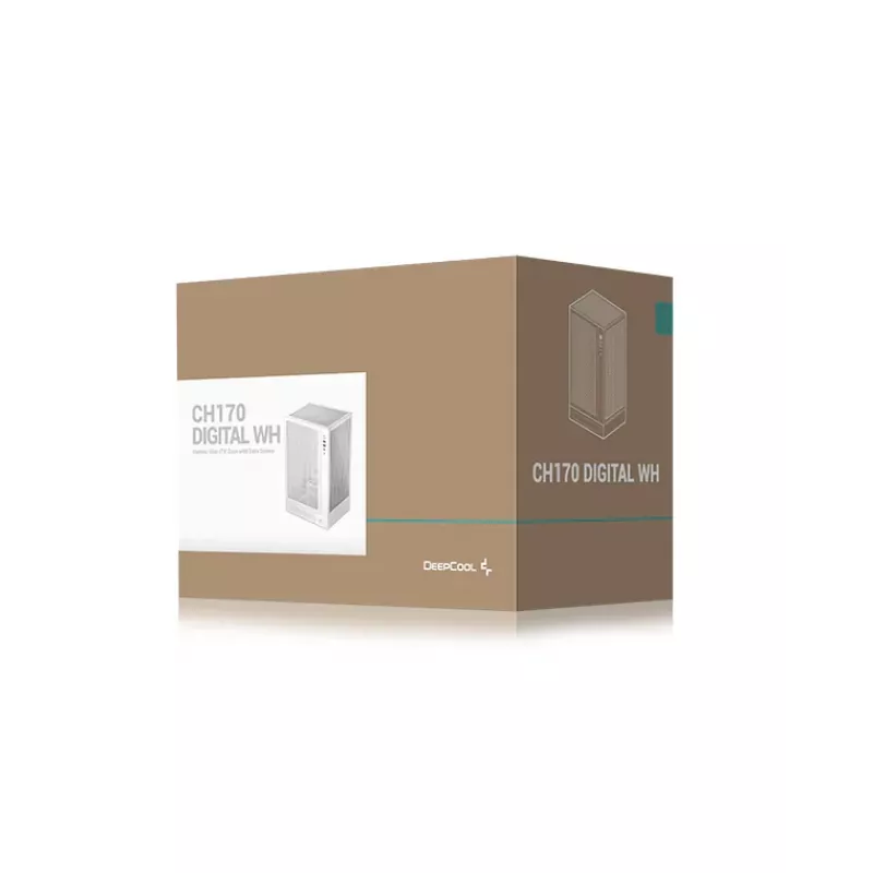 DeepCool CH170 Digital R-CH170-WHNPI0D-G-1 case per PC Mini-ITX Mini Tower senza alimentatore, 2x USB 3.0, USB-C, bianco