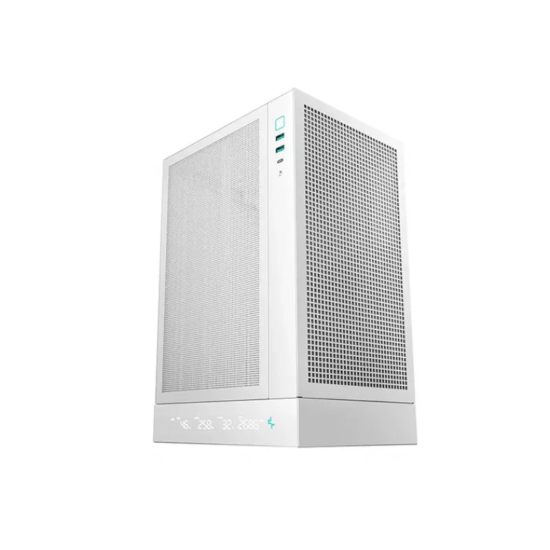 DeepCool CH170 Digital R-CH170-WHNPI0D-G-1 case per PC Mini-ITX Mini Tower senza alimentatore, 2x USB 3.0, USB-C, bianco